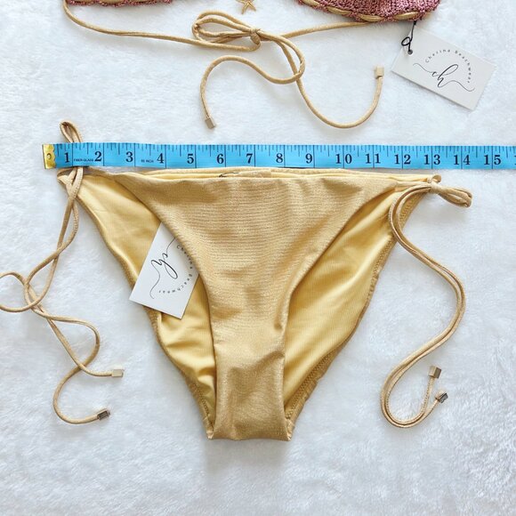 Cherina Beachwear Nora Crochet Bikini Top & Side-Tie Bottoms in Pink Lurex Gold - Picture 7 of 12